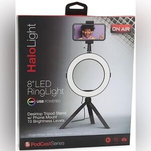 Color Halo LED Ring Light Stand, White, 7667HD